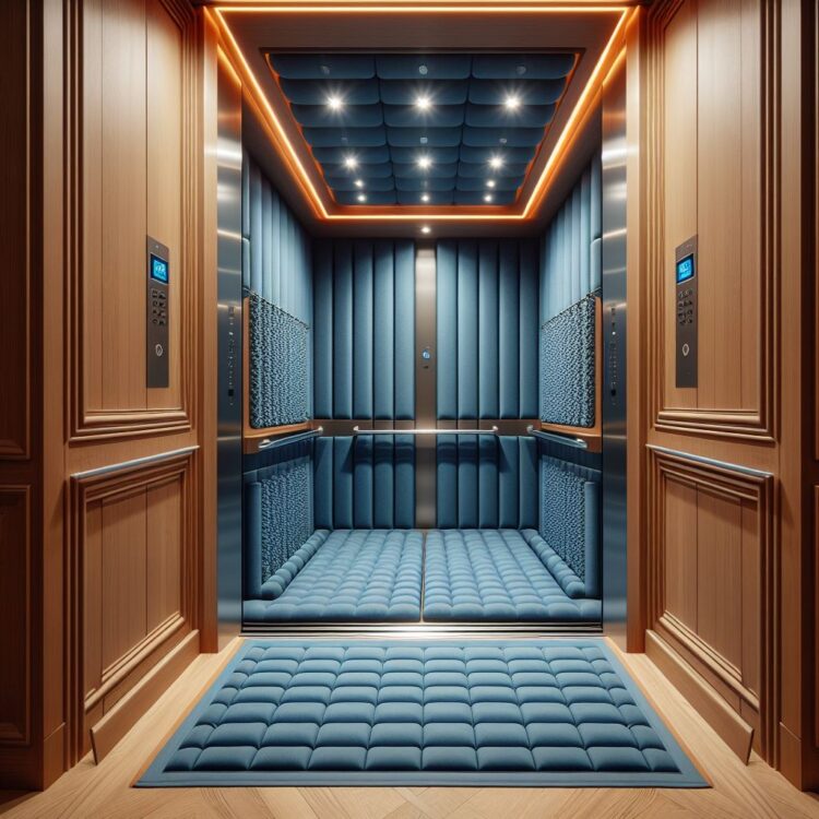 interior-view-of-an-elevator-with-a-blue-protective-soft-cover-pads-on-the-walls-and-wood-floor